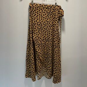 Women’s Tan Wrap Skirt with Black Leaf Print